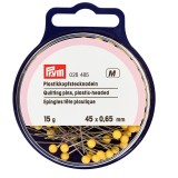 Prym Plastic-Headed Straight Pins in Gold - 0.65 x 45mm