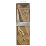 Scissors Gift Set Dressmaking (21.5cm) and Embroidery (9.5cm), Thimble & Pins: Gold