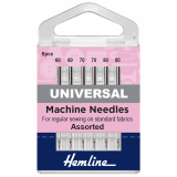 Hemline Universal Sewing Machine Needles - Assorted 60-80