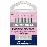 Hemline Universal Sewing Machine Needles - Assorted 80-100