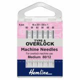 Hemline Overlock/Serger Machine Needles Type A - Size 80/12
