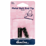 Hemline Metal Belt-End Tips 30mm Black 2 Pieces