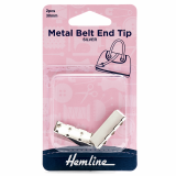 Hemline Metal Belt-End Tips 30mm Silver 2 Pieces