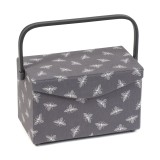 Sewing Box: Fold Over Lid: Grey Bees