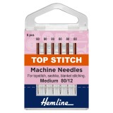 Hemline Topstitch Sewing Machine Needles - Size 80/12