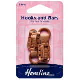 Hemline Hook and Bar Fastener Brown - 2 Pieces