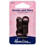 Hemline Hook and Bar Fastener Dark Brown - 2 Pieces