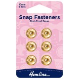 Hemline Snap Fasteners Sew-on Gold 13mm Pack of of 6