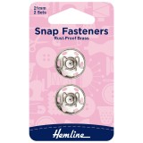 Hemline Snap Fasteners Sew-on Nickel 21mm Pack of of 2