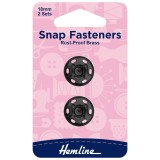 Hemline Snap Fasteners Sew-on Black 18mm Pack of of 2
