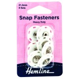 Hemline Snap Fasteners Sew-on Plastic 21.5mm White Pack of 4