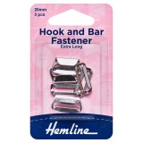 Hemline Hook and Bar Fastener Nickel - 20mm