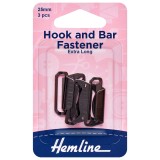Hemline Hook and Bar Fastener Black - 25mm