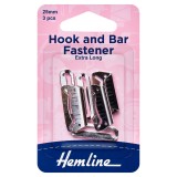 Hemline Hook and Bar Fastener Nickel - 25mm
