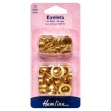 Hemline Eyelets Refill Pack of Gold/Brass - 10.5mm (F)