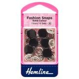 Hemline Fashion Snaps Black - Solid Top, 11mm - 6 Sets