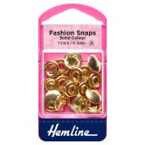 Hemline Fashion Snaps Gold - Solid Top, 11mm - 6 Sets