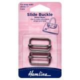 Hemline Slide Buckles 25mm Black 2 Pieces