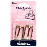 Hemline Slide Buckles 30mm x 16mm Gold 2 Pieces