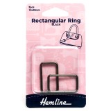 Hemline Rectangular Ring 30mm Nickel Black 2 Pieces