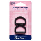Hemline Strap D Rings Black 25mm