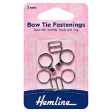Hemline Bow Tie Set Nickel - 2 Sets