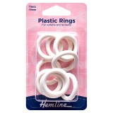 Hemline Plastic Curtain Rings White - 19mm - 10pcs