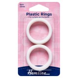 Hemline Plastic Curtain Rings White - 32mm - 10pcs