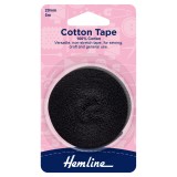 Hemline Cotton Tape Black - 5m x 20mm