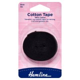 Hemline Cotton Tape Black - 5m x 6mm
