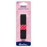 Hemline Woven Non-Roll Elastic Black - 1m x 20mm