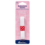 Hemline Buttonhole Elastic 0.9m x 15mm White