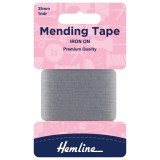 Hemline Iron-On Mending Tape Mid Grey - 100cm x 38mm