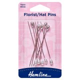 Hemline Pins Florist/Hat 65mm Nickel 10 Pieces