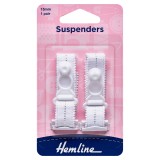 Hemline Suspenders White - 15 x 170mm