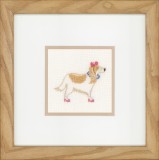 Lanarte Counted Cross Stitch Kit - Dog with Pink Bow (Linen)