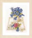 Lanarte Counted Cross Stitch Kit - Blue Flowers (Evenweave)
