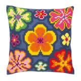 Vervaco Cross Stitch Cushion Kit - Bright Flower