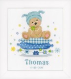 Vervaco Counted Cross Stitch  - Birth Record - Bear On Pillow