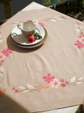 Embroidery - Tablecloth - Pink Flowers