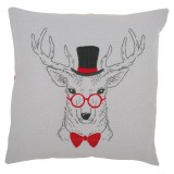 Embroidery - Cushion - Deer with Red Glasses