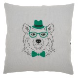 Embroidery - Cushion - Bear with Green Glasses