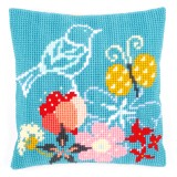 Vervaco Cross Stitch Cushion Kit - Bird & Butterfly