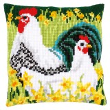 Vervaco Cross Stitch Cushion Kit - Chickens