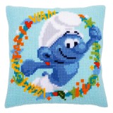 Vervaco Cross Stitch Cushion Kit - The Smurfs - Hefty