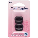 Hemline Adjustable Cord Toggles Black - 6mm