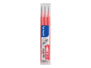 Pilot FriXion Ball Erasable Gel Pen REFILLS, Pack 3 Medium Tip, CORAL PINK