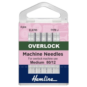 Hemline Overlock/Serger Machine Needles Type J - Size 80/12