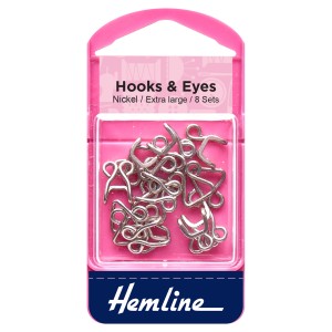 Hemline Hooks and Eyes Nickel Size 13