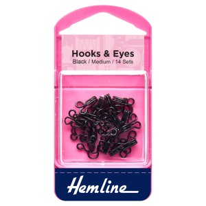 Hemline Hooks and Eyes Black - Size 2